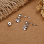 Sterling Silver Spider Drop Stud Earrings