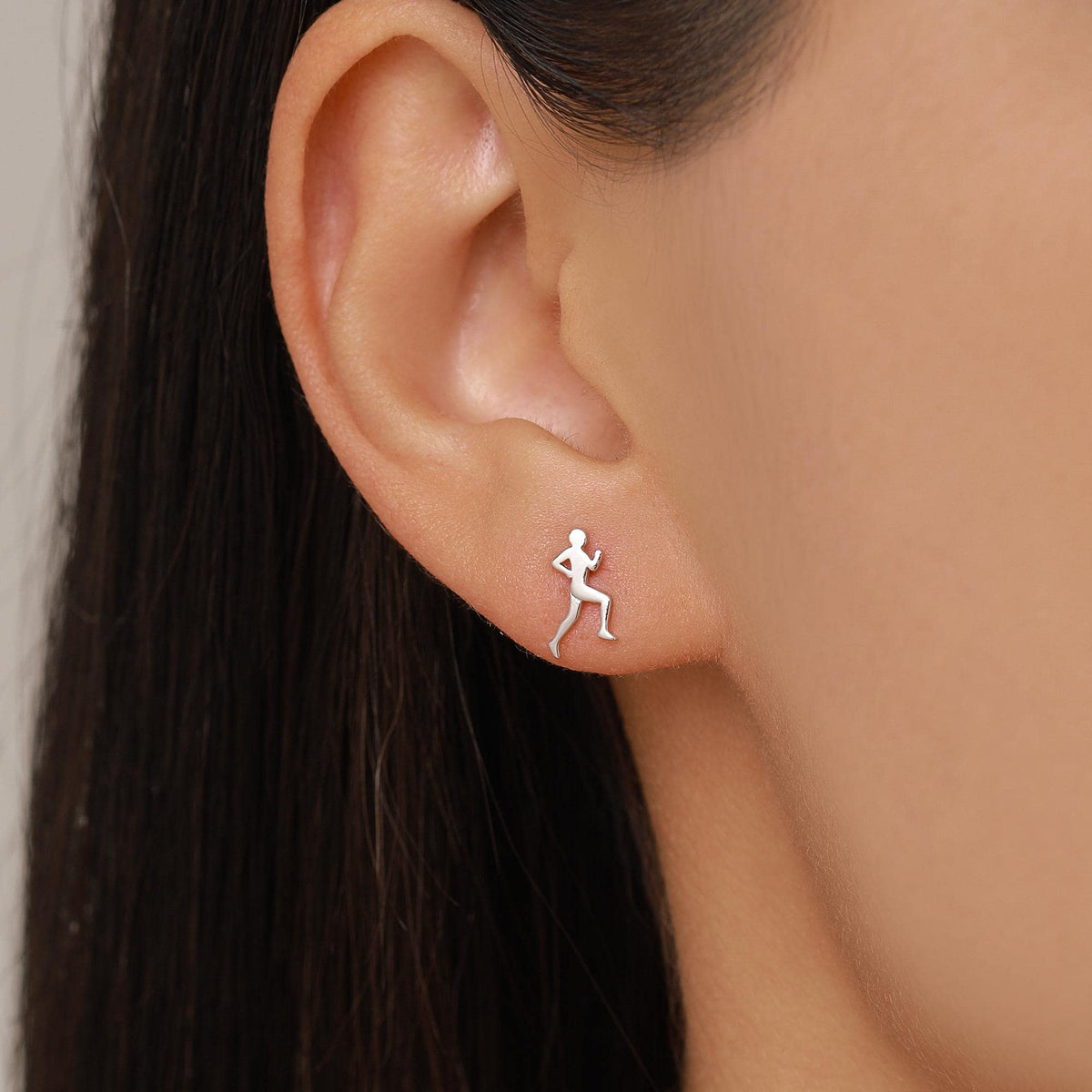 Sterling Silver Runner Stud Earrings