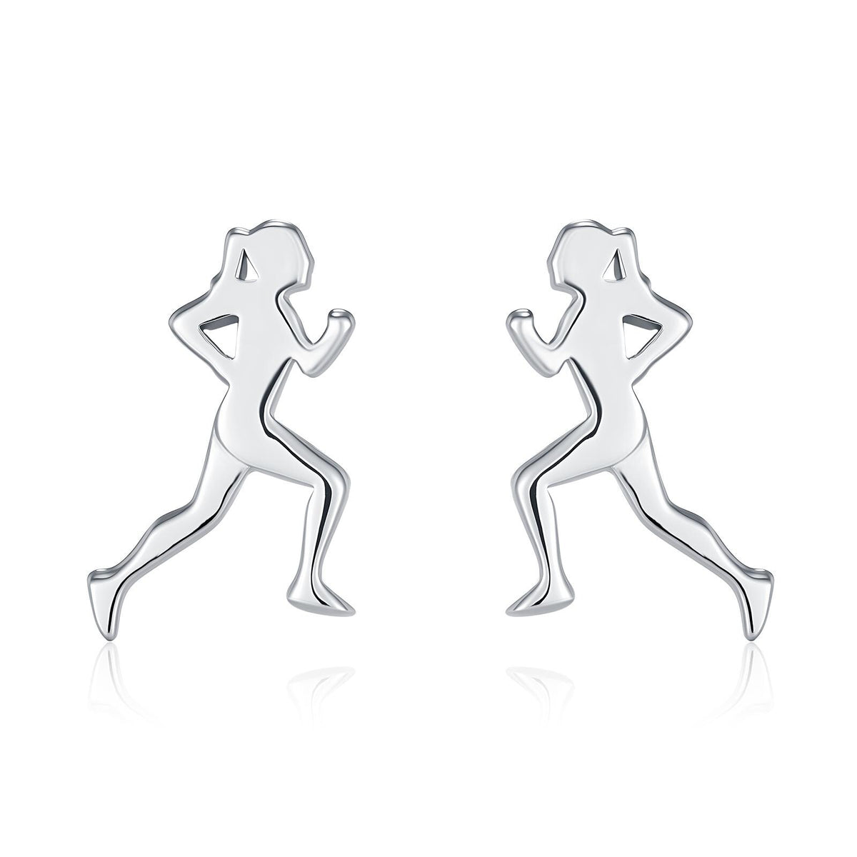 Sterling Silver Tiny Female Running Figure Stud Earrings