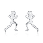 Sterling Silver Tiny Female Running Figure Stud Earrings