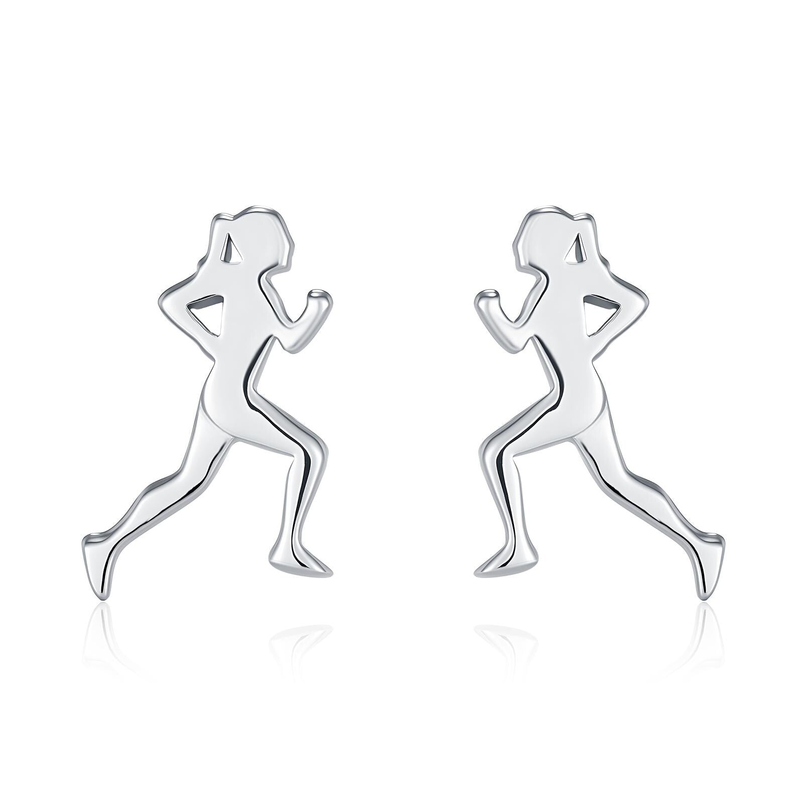Sterling Silver Tiny Female Running Figure Stud Earrings
