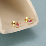 Sterling Silver AB Aurora CZ Star Flat Back Labret Earrings