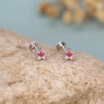 Sterling Silver AB Aurora CZ Star Flat Back Labret Earrings
