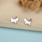 Sterling Silver Westie Flat Back Labret Earrings