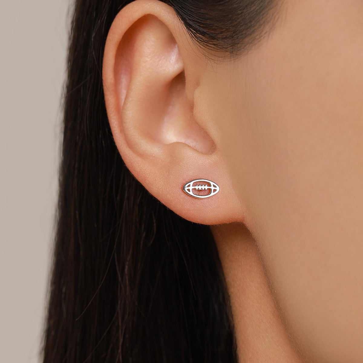 Sterling Silver Rugby Ball Stud Earrings