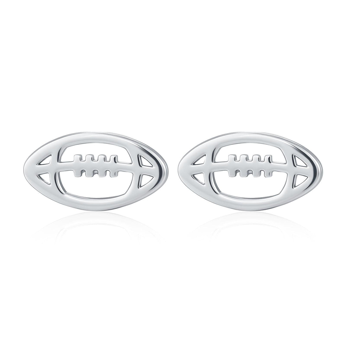 Sterling Silver Rugby Ball Stud Earrings
