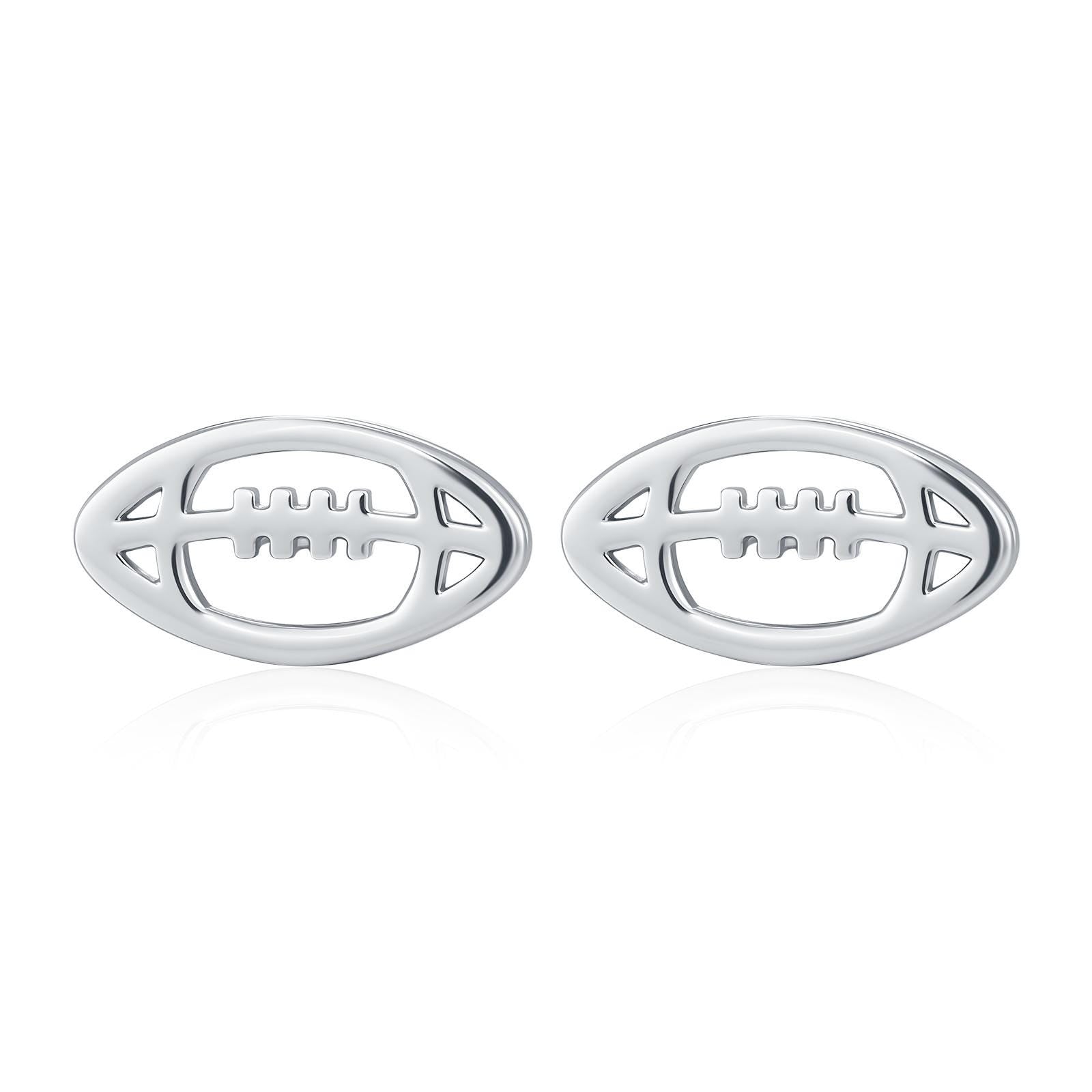 Sterling Silver Rugby Ball Stud Earrings