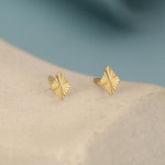 Sterling Silver Diamond Cut Rhombus Stud Earrings
