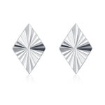 Sterling Silver Diamond Cut Rhombus Stud Earrings