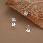 Sterling Silver Diamond Cut Rhombus 16G Flat Back Earrings