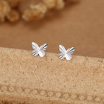 Sterling Silver Diamond Cut Sunburst Butterfly Stud Earrings