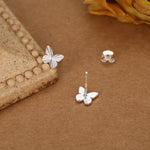 Sterling Silver Diamond Cut Sunburst Butterfly Stud Earrings