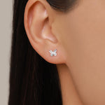 Sterling Silver Diamond Cut Sunburst Butterfly Stud Earrings