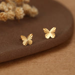 Sterling Silver Diamond Cut Sunburst Butterfly Stud Earrings