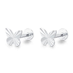 Sterling Silver Diamond Cut Sunburst Butterfly 16G Flat Back Earrings