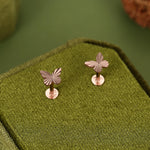 Sterling Silver Diamond Cut Sunburst Butterfly 16G Flat Back Earrings