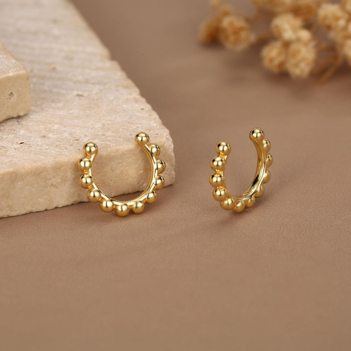 Sterling Silver Beaded Ear Cuff Piercing Free Cartilage Cuff