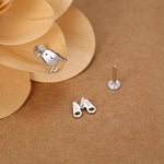 Sterling Silver Birdwatcher Mismatched 16G Flat Back Earrings