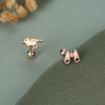Sterling Silver Bird and Binoculars 18G Screw Back Mismatched Earrings