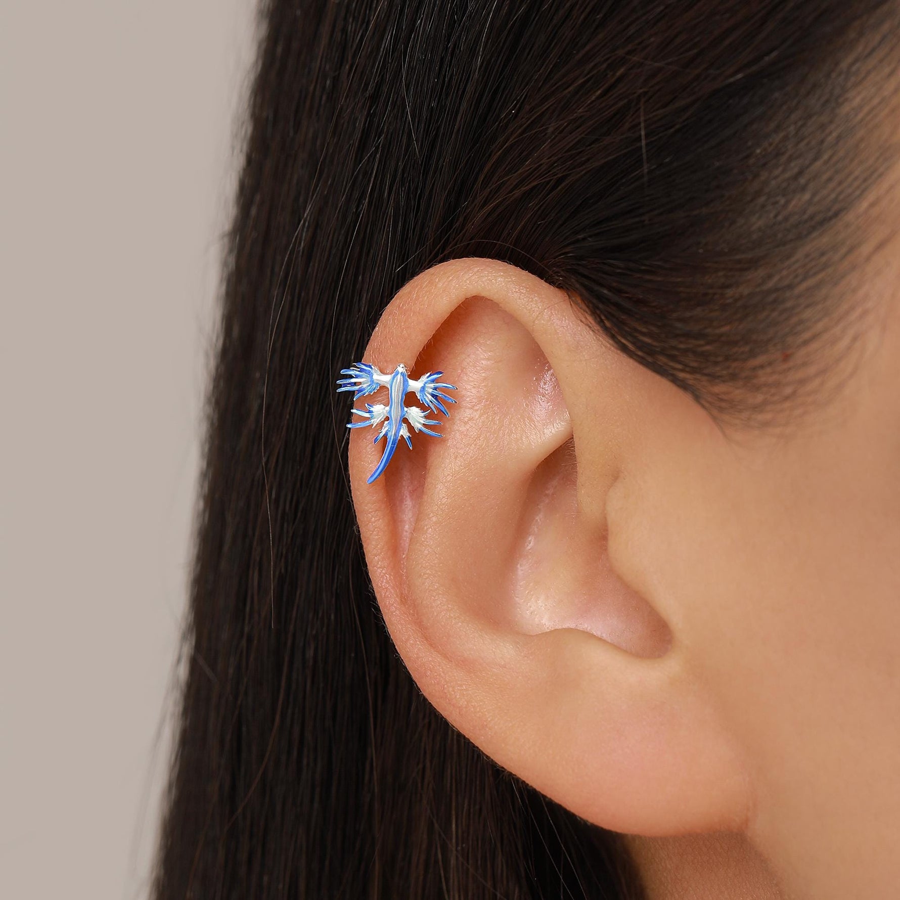 Sterling Silver Blue Glaucus Sea Slug Ear Cuff No Piercing Required