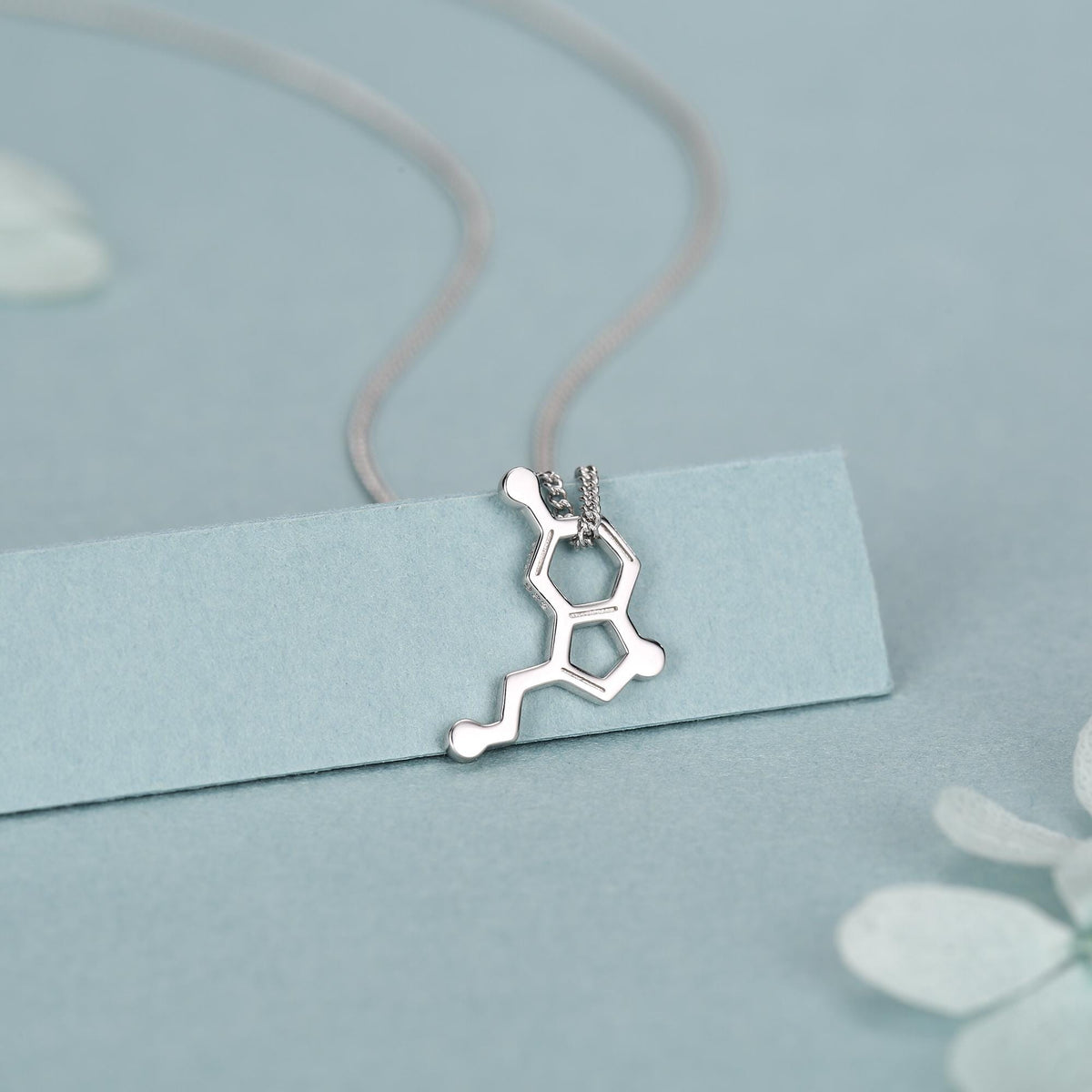 Sterling Silver Serotonin Molecule Necklace