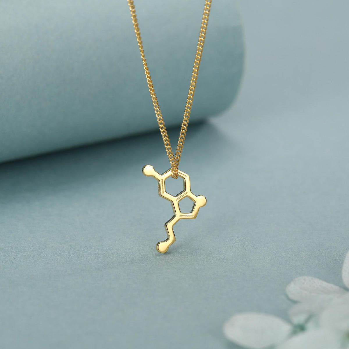 Sterling Silver Serotonin Molecule Necklace