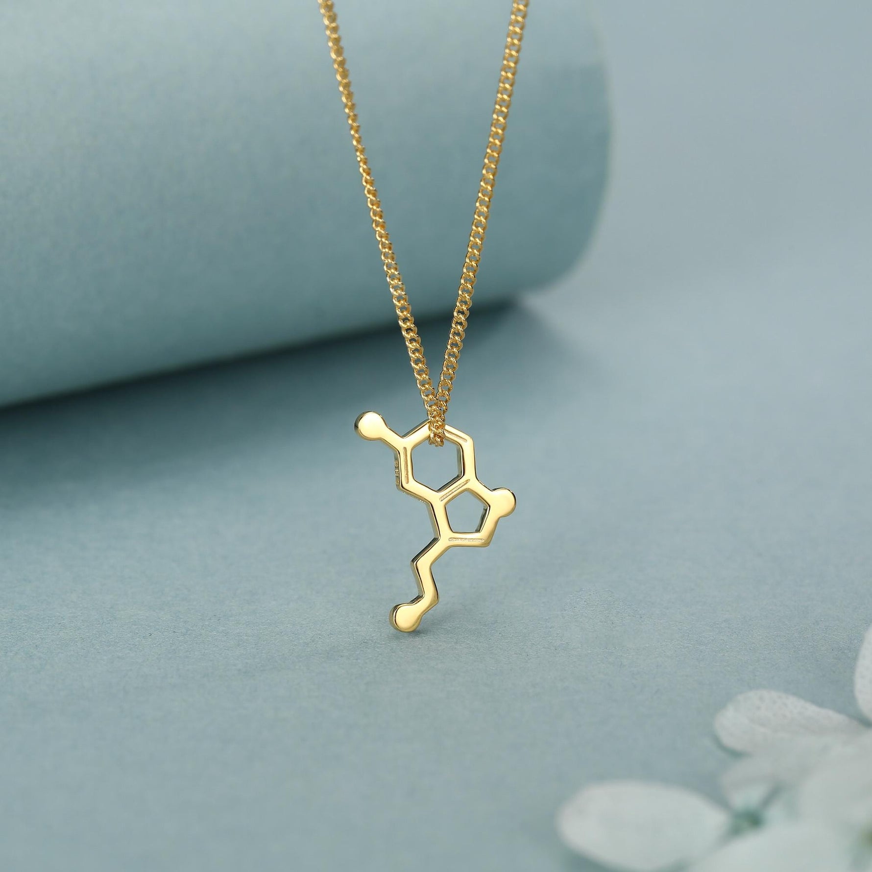 Sterling Silver Serotonin Molecule Necklace