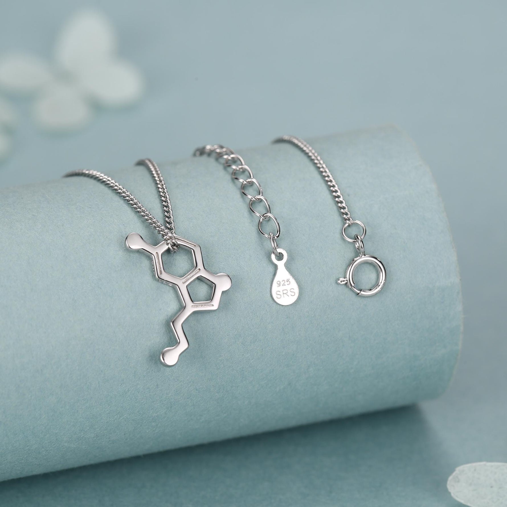 Sterling Silver Serotonin Molecule Necklace