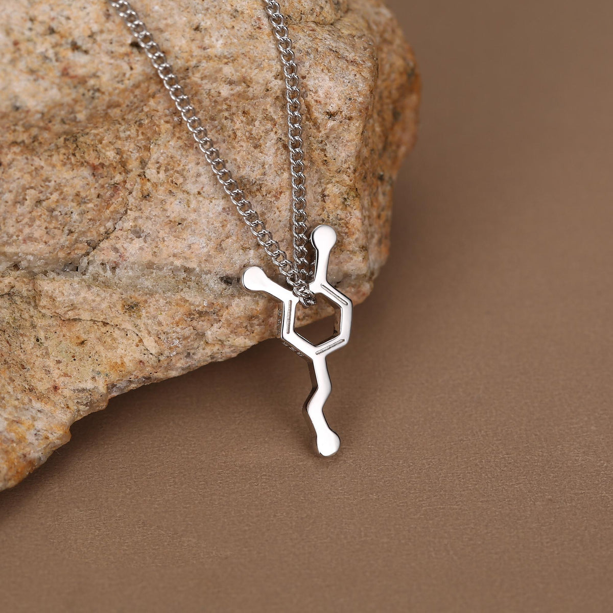 Sterling Silver Dopamine Molecule Necklace