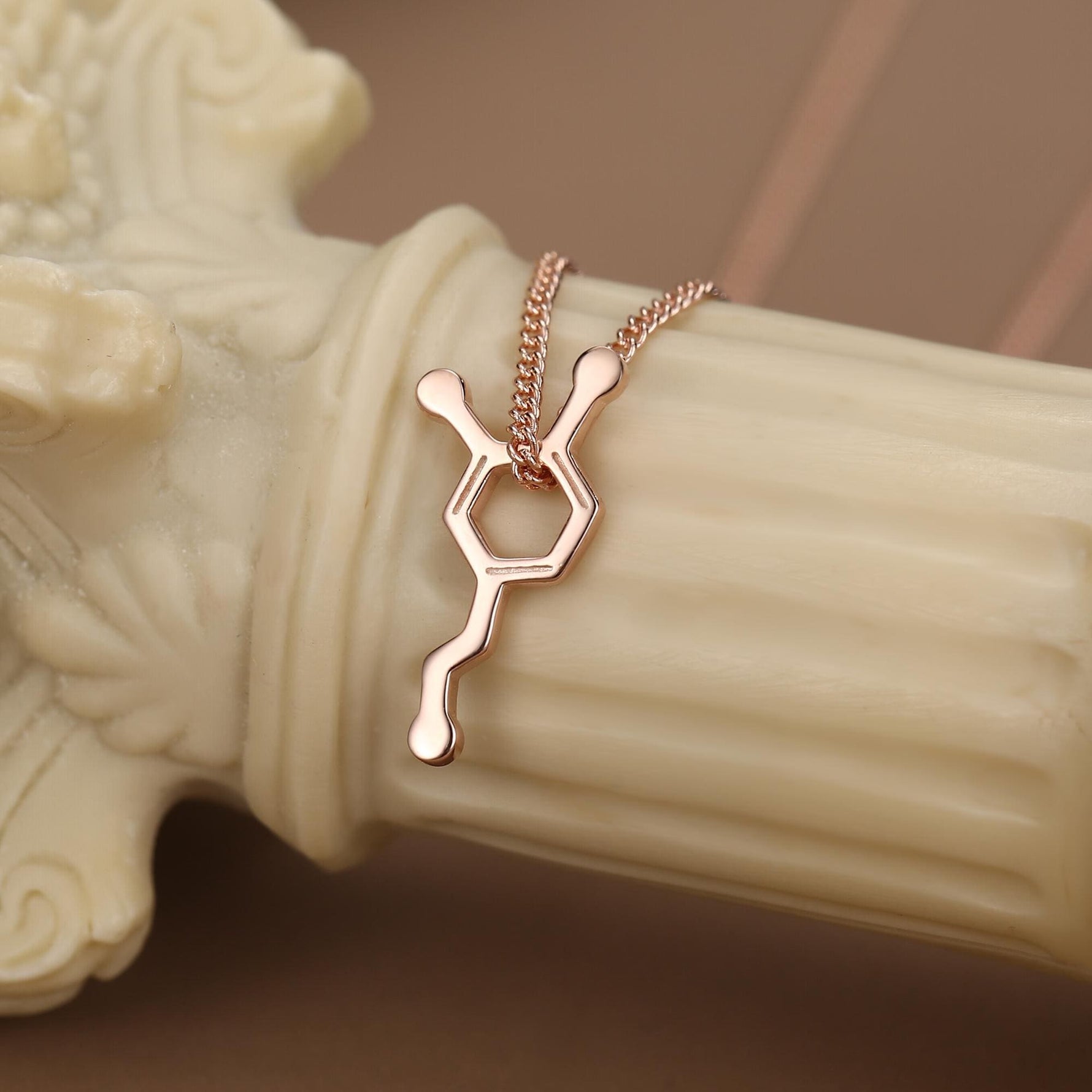 Sterling Silver Dopamine Molecule Necklace