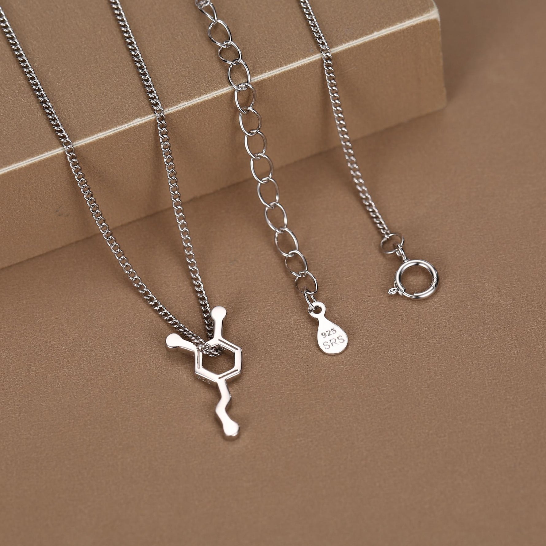 Sterling Silver Dopamine Molecule Necklace