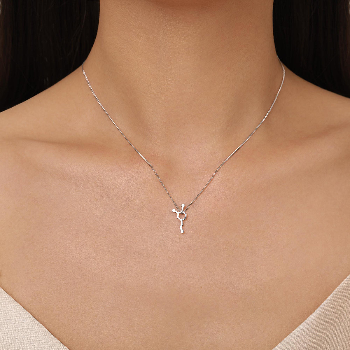 Sterling Silver Dopamine Molecule Necklace