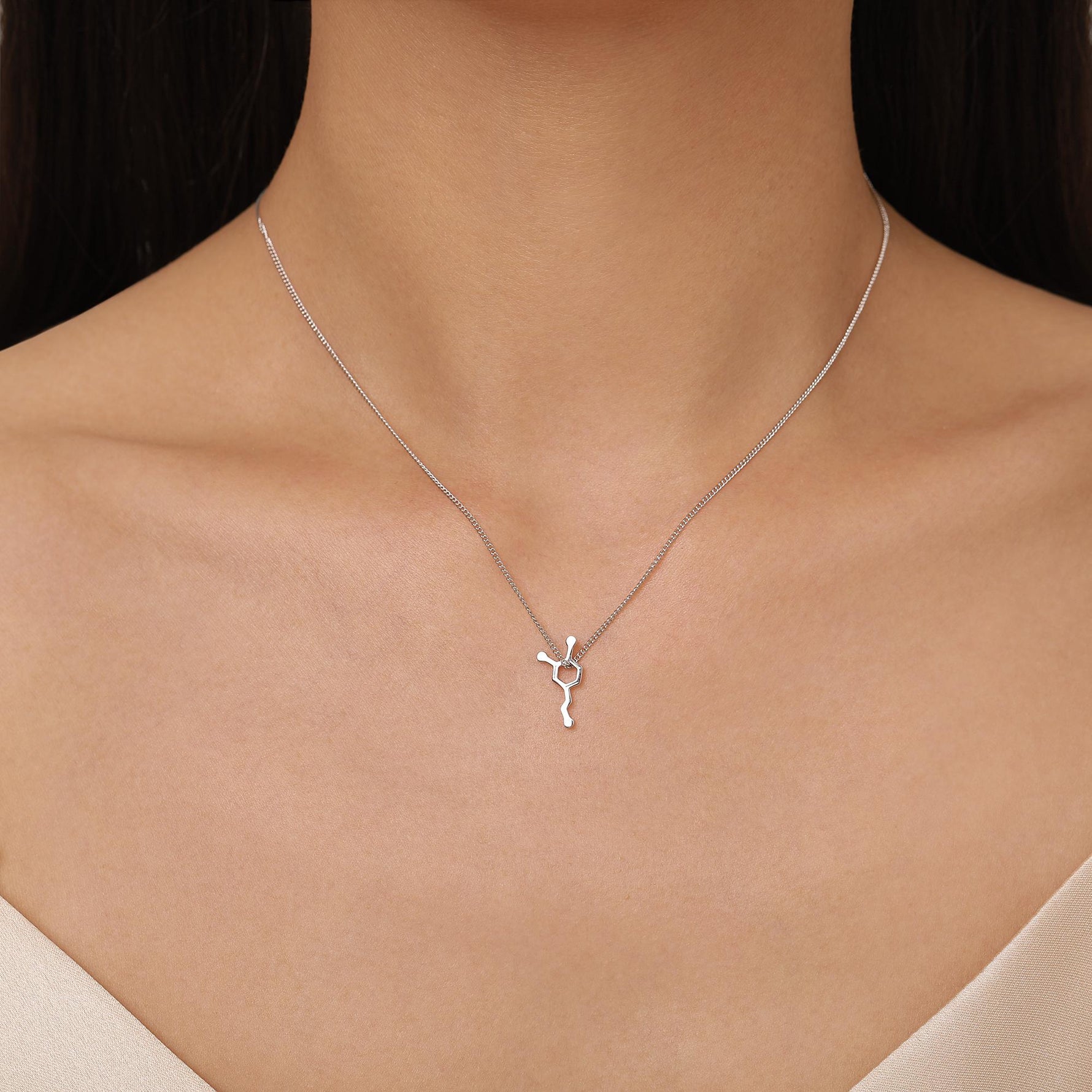 Sterling Silver Dopamine Molecule Necklace
