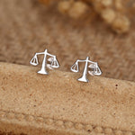 Sterling Silver Libra Scales 16G Flat Back Earrings