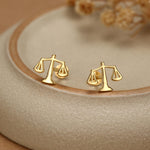 Sterling Silver Libra Scales 16G Flat Back Earrings