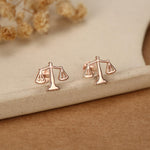 Sterling Silver Libra Scales 16G Flat Back Earrings