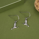Sterling Silver Japanese Crane Drop Earrings