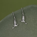 Sterling Silver Japanese Crane Drop Earrings