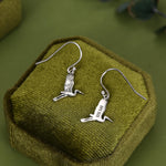 Sterling Silver Japanese Crane Drop Earrings