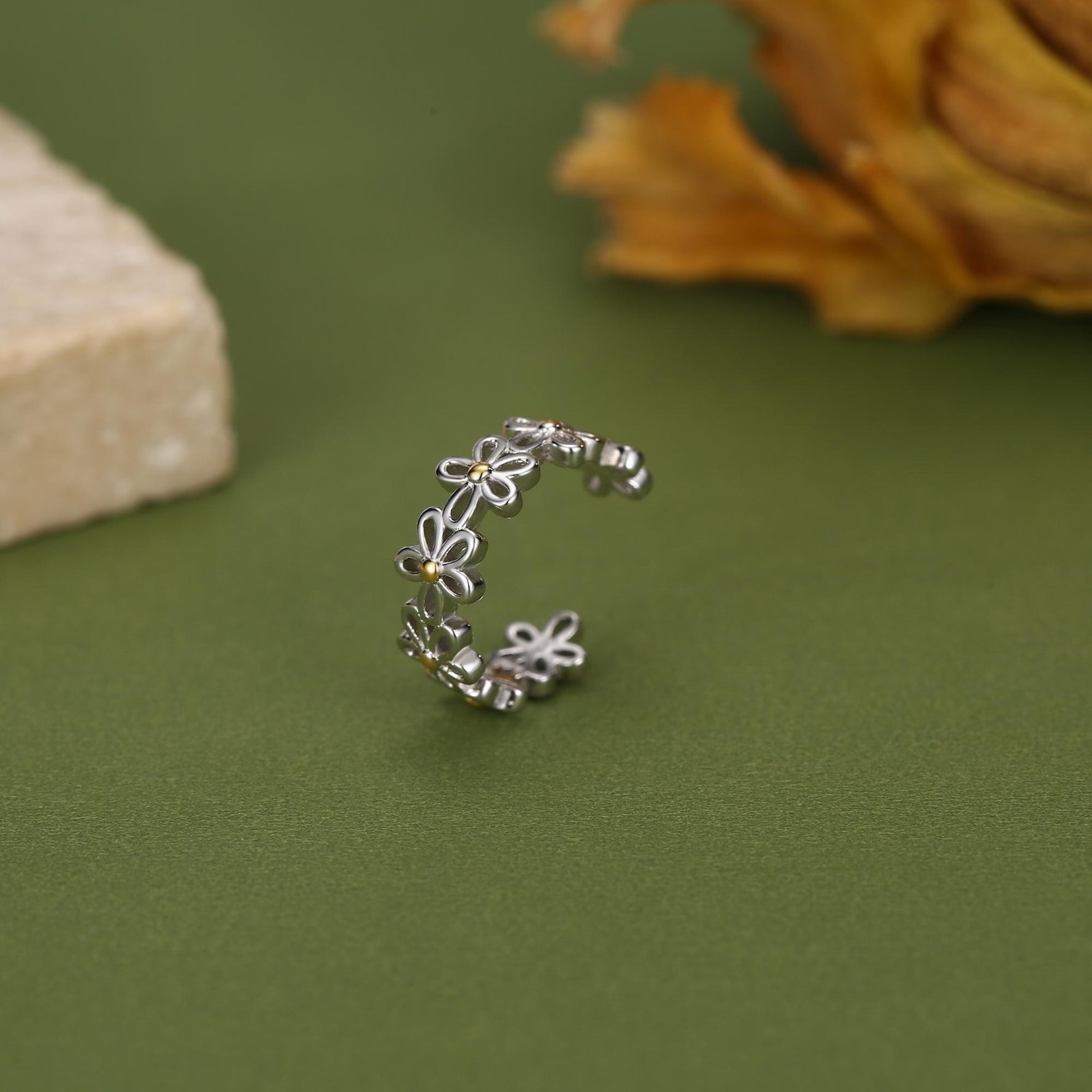 Sterling Silver Daisy Flower Ear Cuff