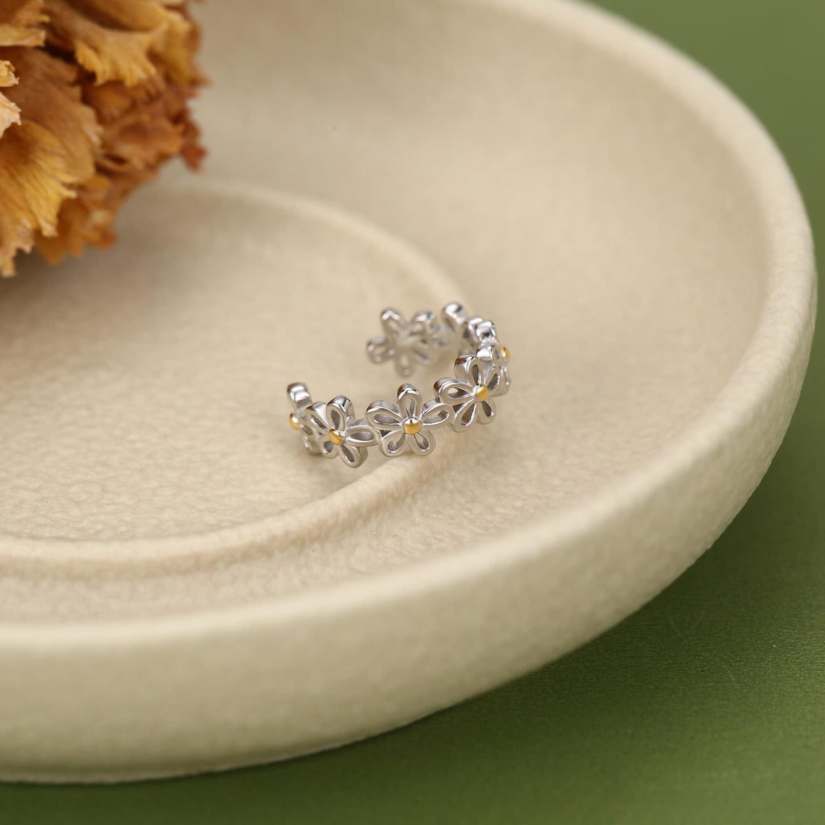 Sterling Silver Daisy Flower Ear Cuff