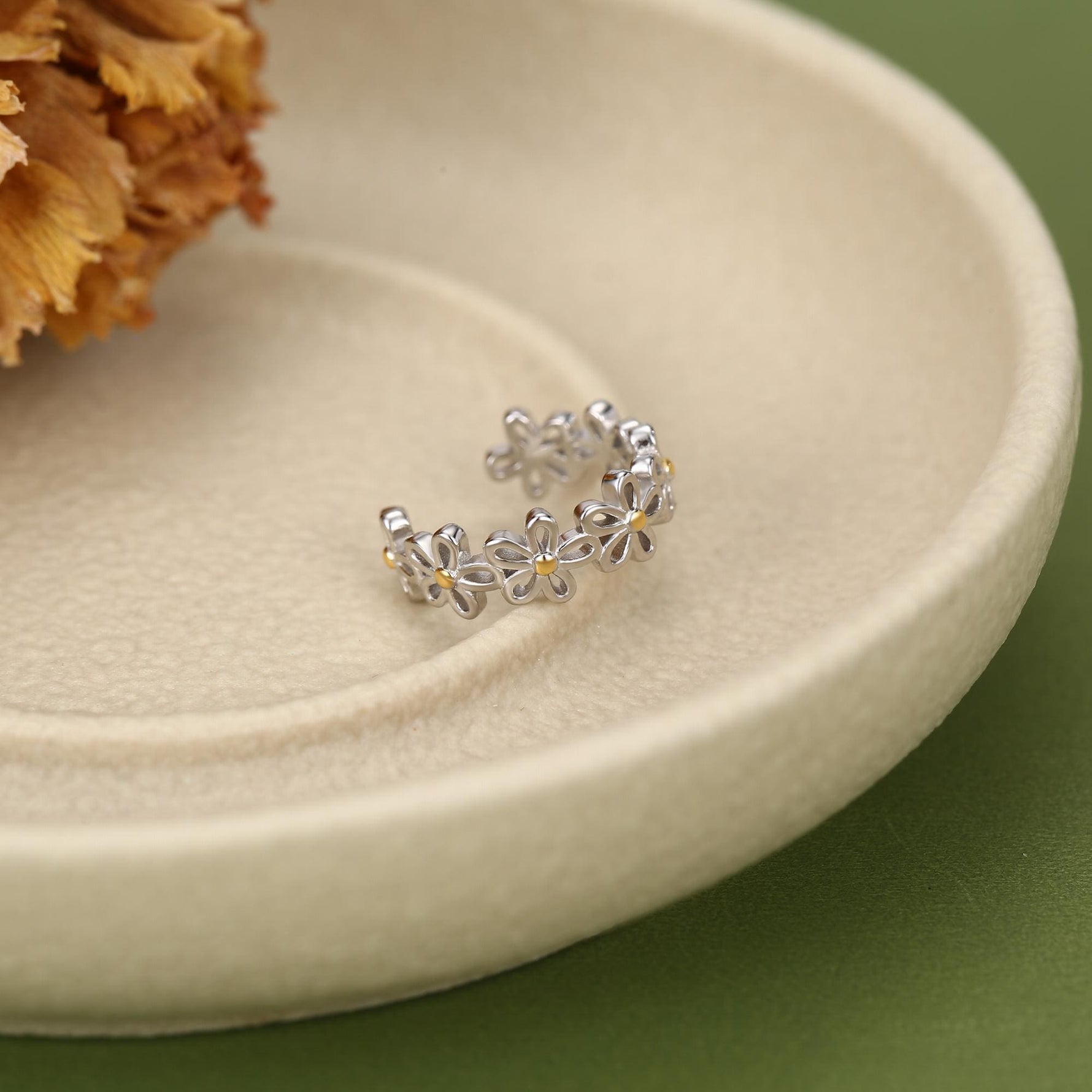 Sterling Silver Daisy Flower Ear Cuff