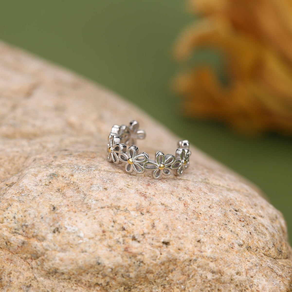 Sterling Silver Daisy Flower Ear Cuff