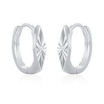 Sterling Silver Diamond Cut Rhombus Hoop Earrings