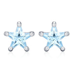 Sterling Silver 4mm Topaz Blue CZ Star Stud Earrings