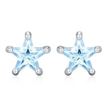 Sterling Silver Topaz Blue CZ Star 18G Screw Back Earrings
