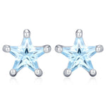 Sterling Silver 5mm Topaz Blue CZ Star Stud Earrings