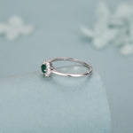 Sterling Silver Emerald Green CZ Halo Ring