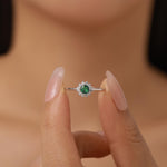 Sterling Silver Emerald Green CZ Halo Ring