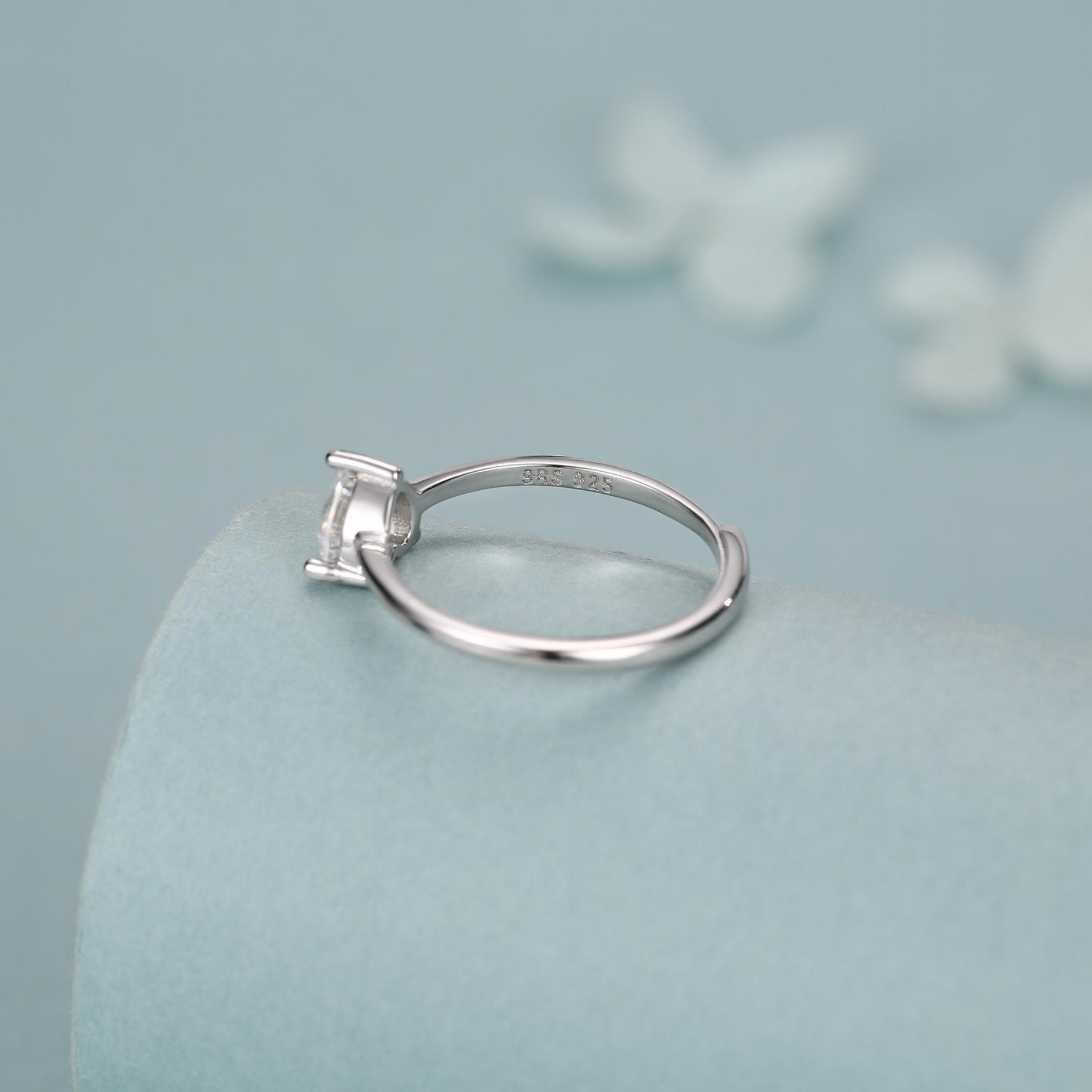 Sterling Silver Moissanite Heart Ring